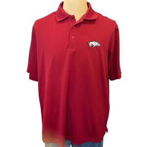 UNIVERSITY OF ARKANSAS Antigua Polo Shirt Tee Men size L Gameday